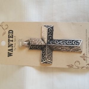 New Cross Silver Black Pendant